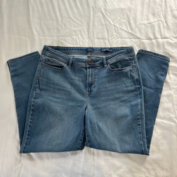 J Jill Authentic Fit Slim Ankle Medium Wash High Waist Button Ankle Jeans Sz 16 - Picture 1 of 6